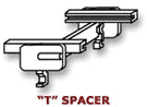 T spacer for glass block.